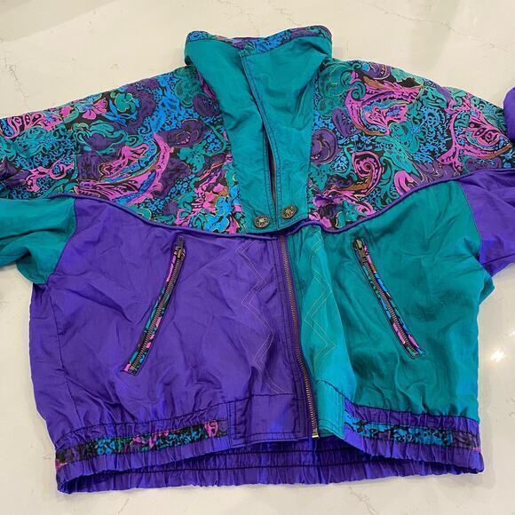 Vintage 1980s J Gallery Purple and Green Light Jacket‎ Size Medium - Picture 12 of 12